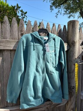 Cuffy’s Cape Cod medium blue spruce cotton hoodie. NWT!!